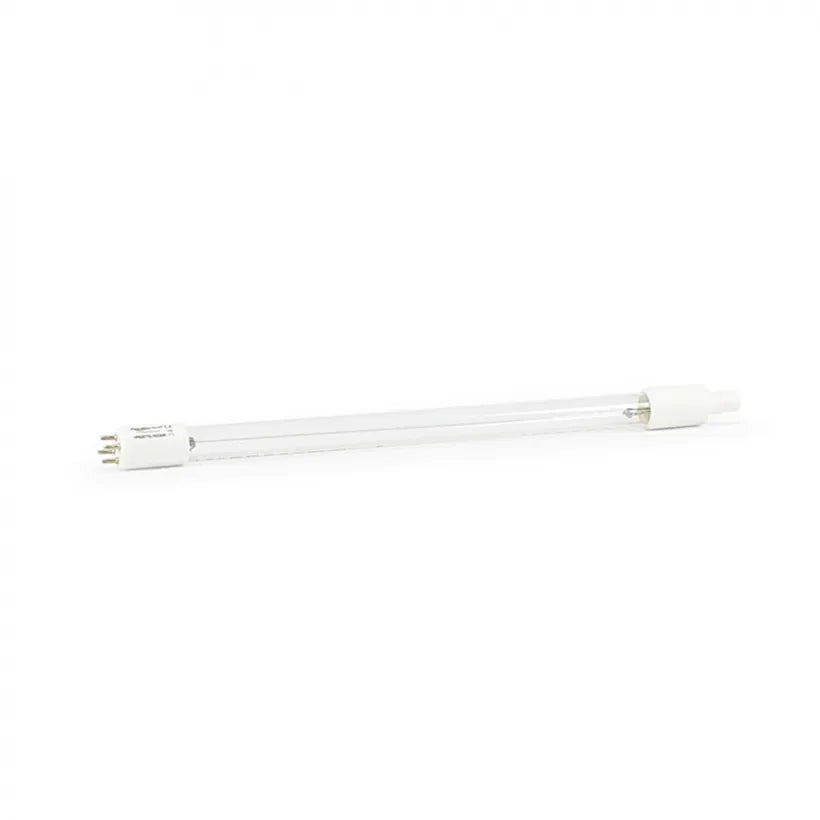 A 28-watt high-output UV bulb for pond filters, displaying a clear glass tube with metal ends.