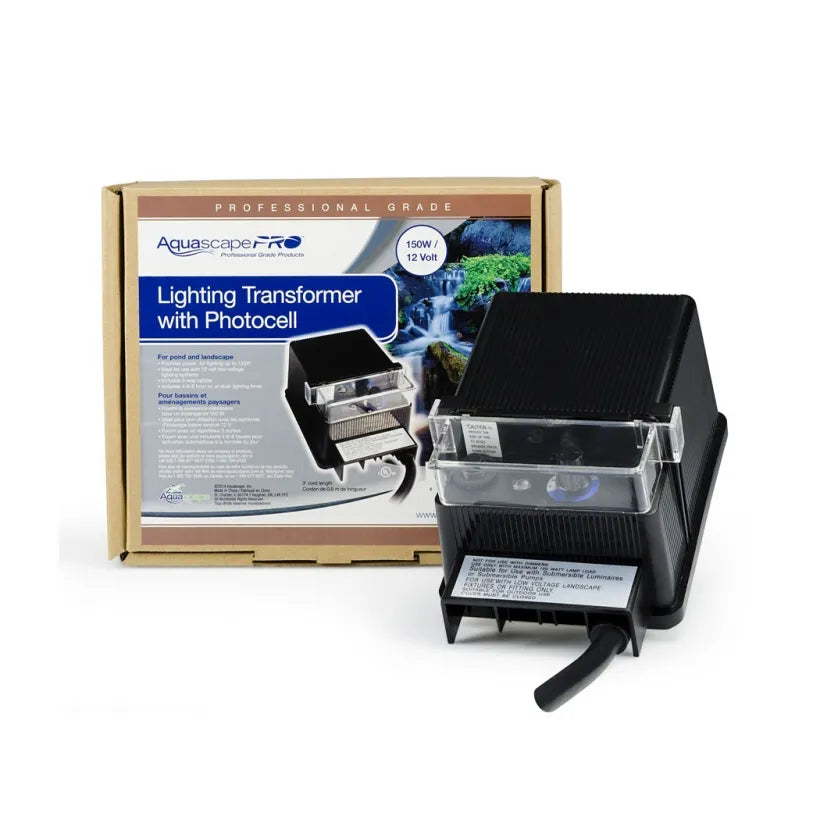 An Aquascape low voltage transformer with photocell for water gardens or water features