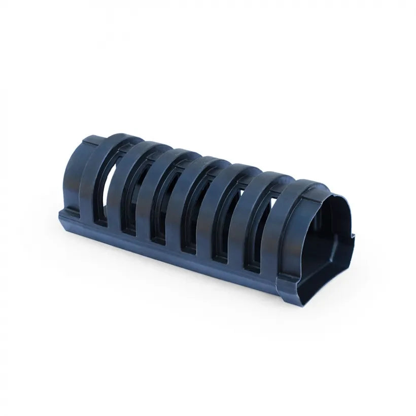 A black Aquascape Half Centipede Module designed for pond filtration.
