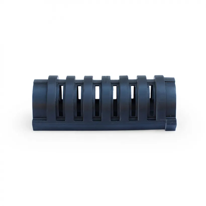 A black Aquascape Half Centipede Module designed for pond filtration.