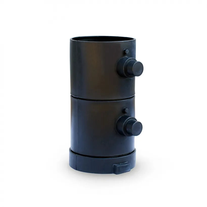 A black snorkel vault extension designed for use with deeper basins or larger pumps in aquatic systems.