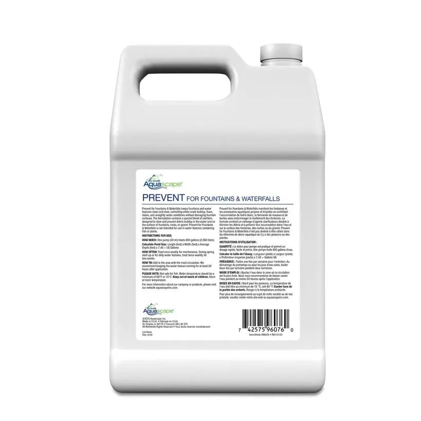 PREVENT FOR FOUNTAINS AND WATERFALLS - 1 GAL / 3.78 L