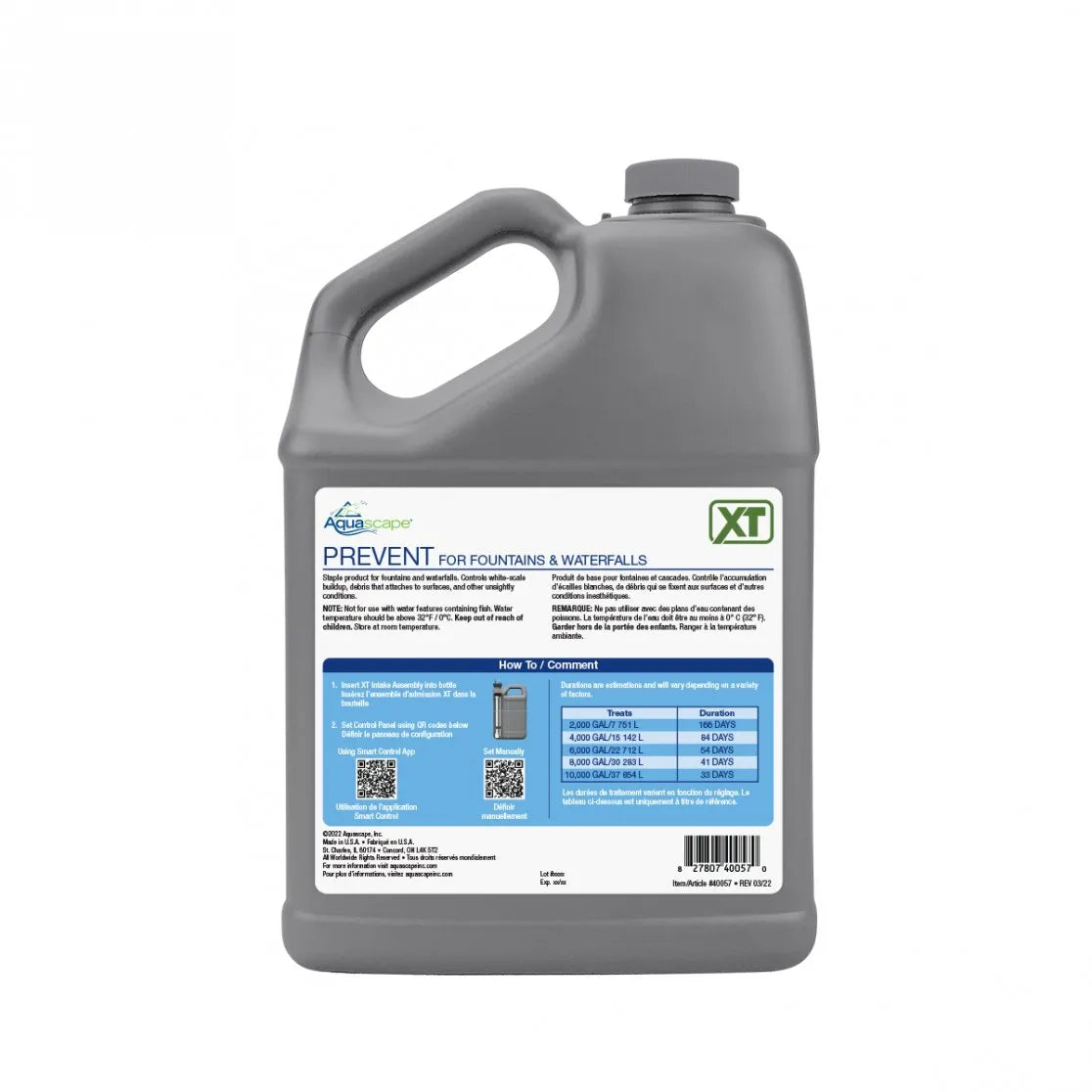 PREVENT FOR FOUNTAINS AND WATERFALLS XT - 1 GAL / 3.78 L