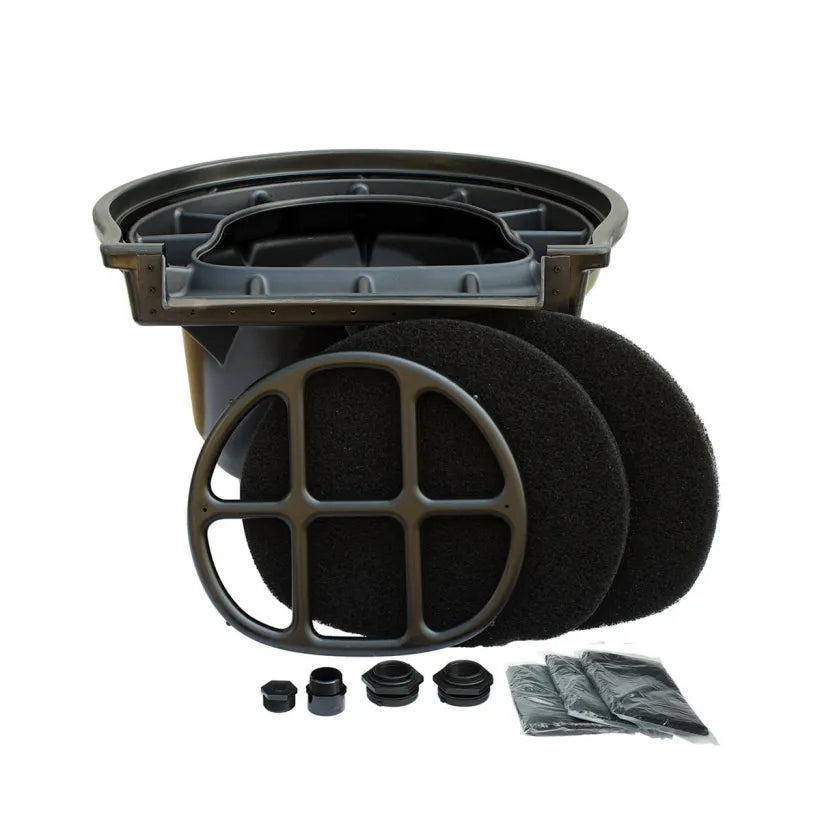 Aquascape Signature Series 6000 BioFalls Filter components including the filter unit, media nets, and bulkheads.