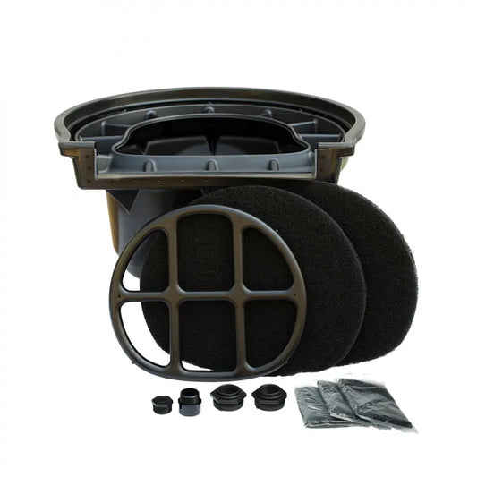 Aquascape Signature Series 6000 BioFalls Filter components including the filter unit, media nets, and bulkheads.