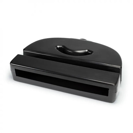 A black Aquascape Waterfall Spillway, designed for creating smooth, consistent water flow in water feature applications such as ponds and streams.